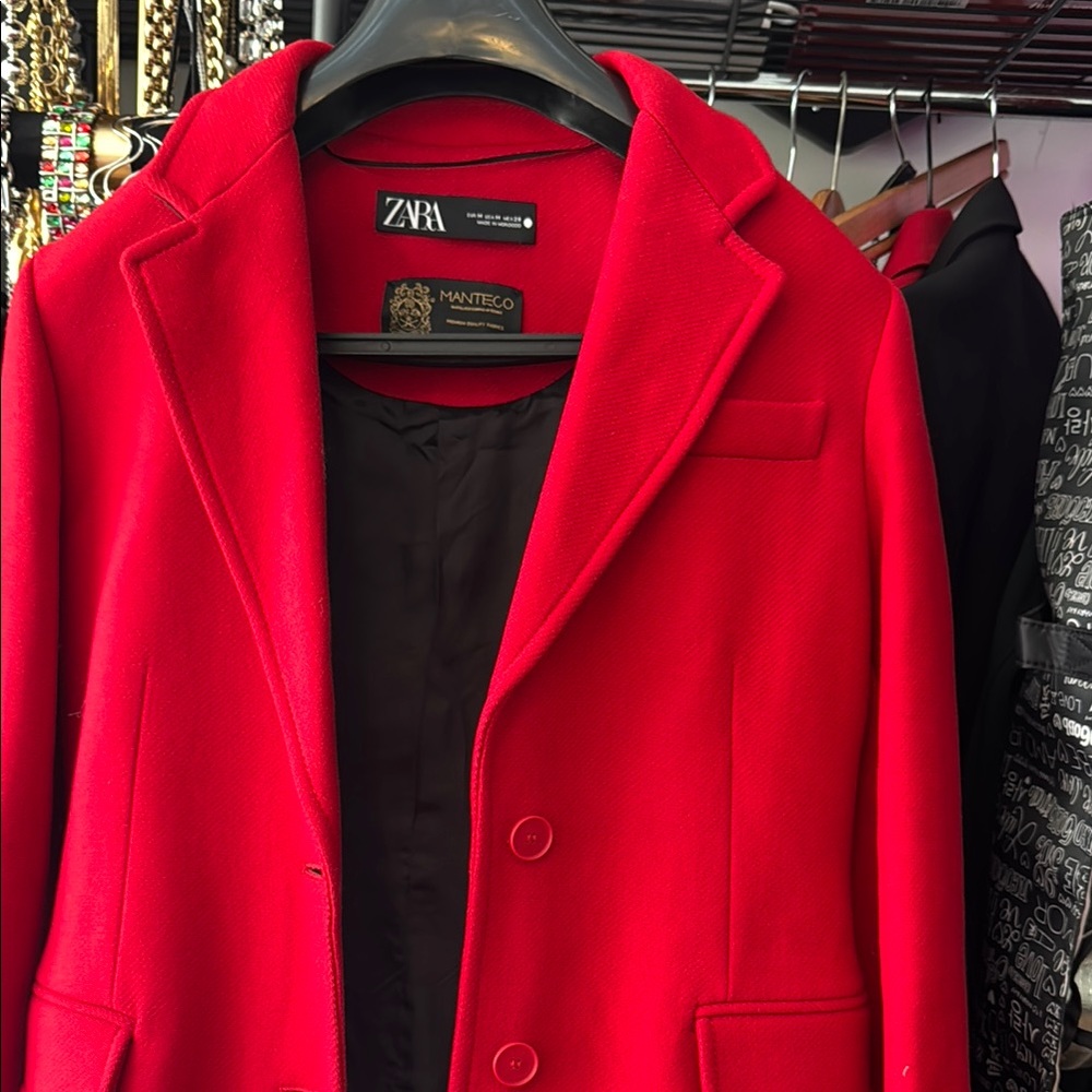 Zara Bold Red Long Coat